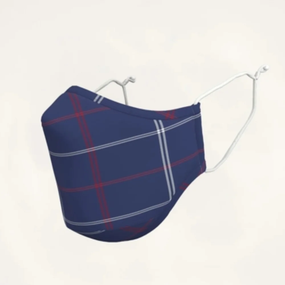 Brooks Brothers Windowpane Reusable Mask -NAVY -MEDIUM